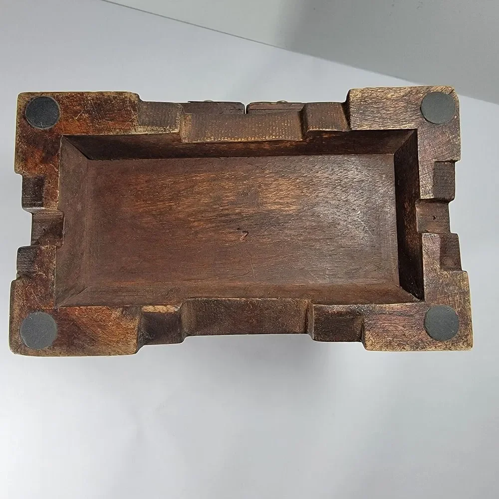Vintage India Made Wooden Jewelry Box 4 Drawers Studded